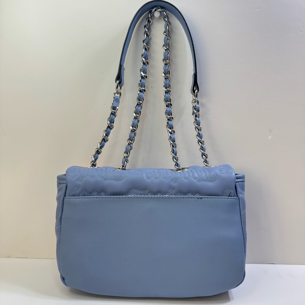 Juicy Couture YK2 Say My Name Flap Quilted Hearts Crossbody Bag Slate Blue - Picture 2 of 12